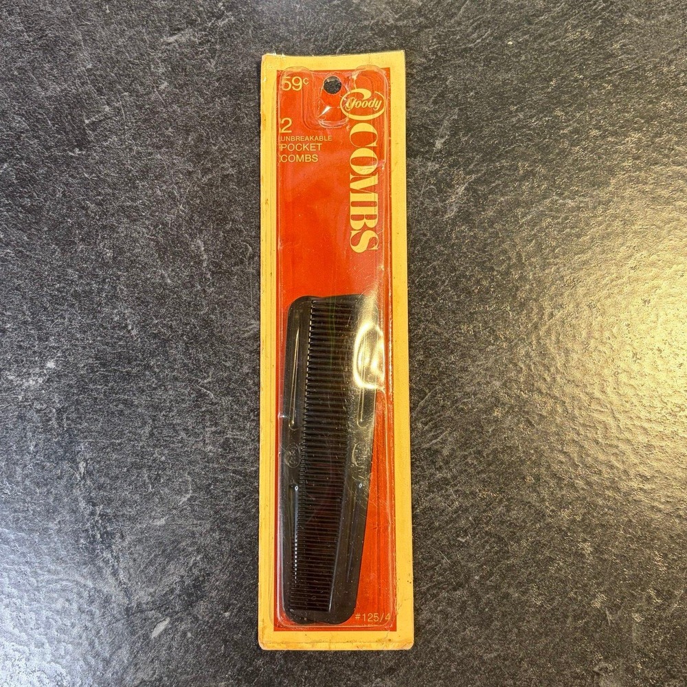 1975 Goody 5" Unbreakable Black Hair Combs 125/4 Pack of 2 USA NEW